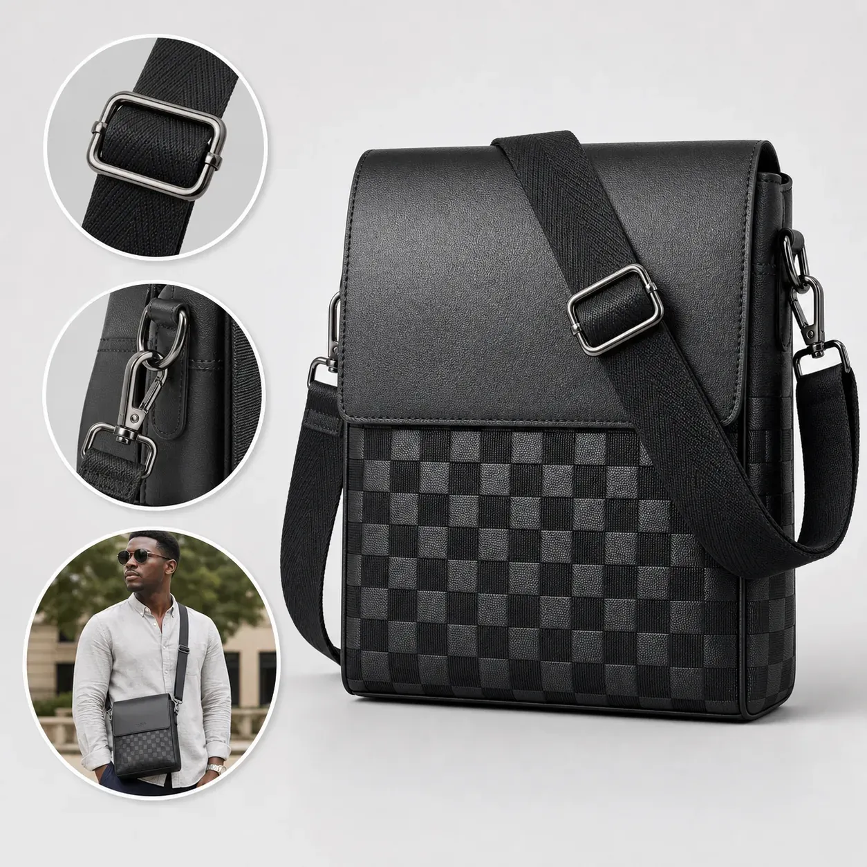 Black Business Crossbody Bag for Men