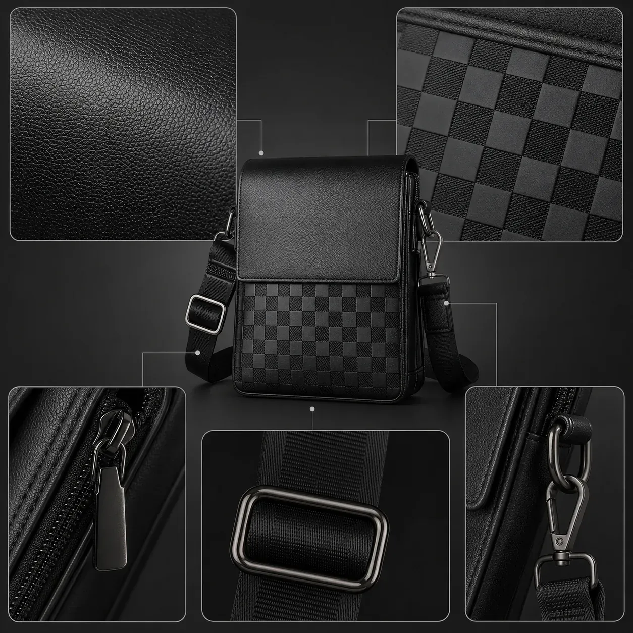Black Business Crossbody Bag for Men
