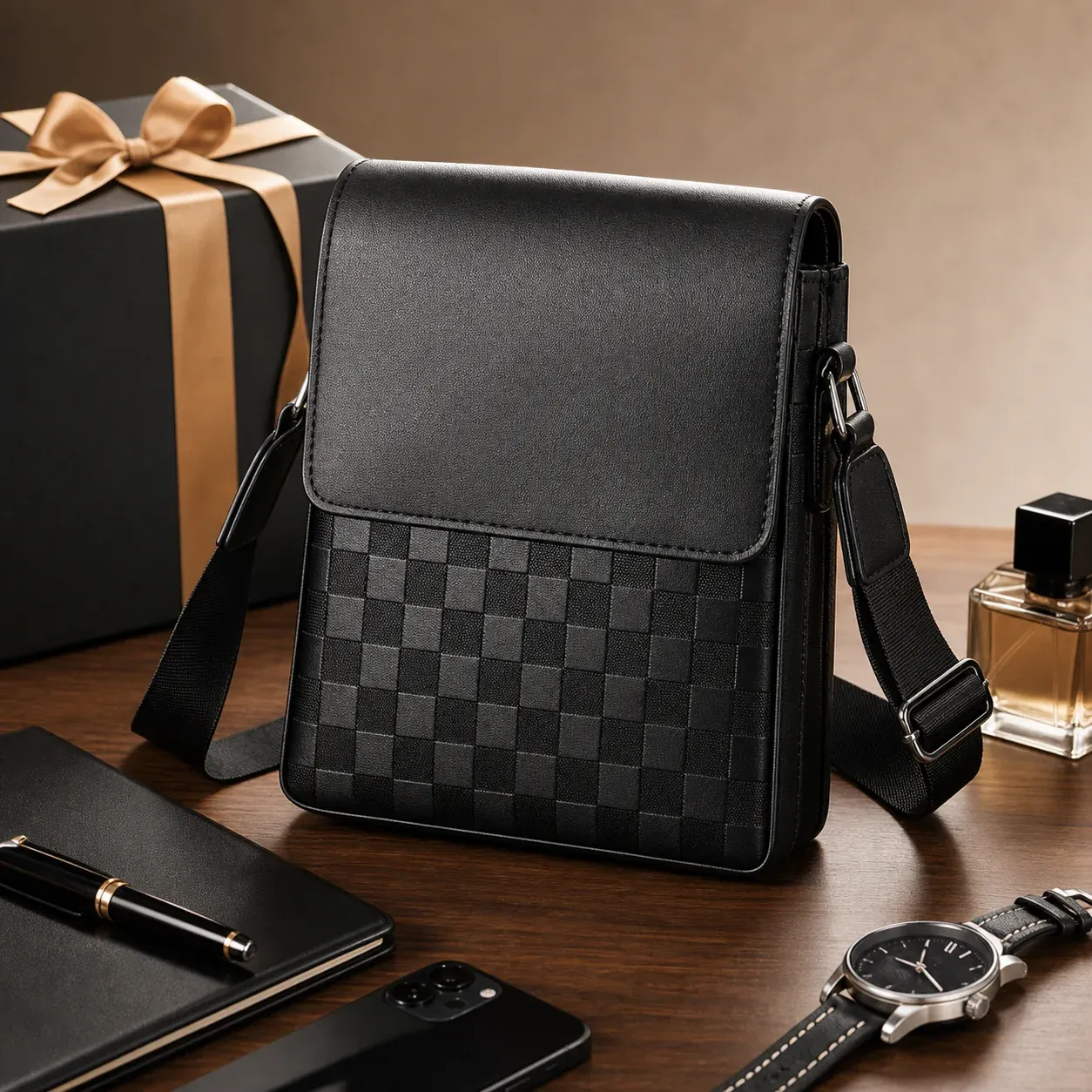 Black Business Crossbody Bag for Men