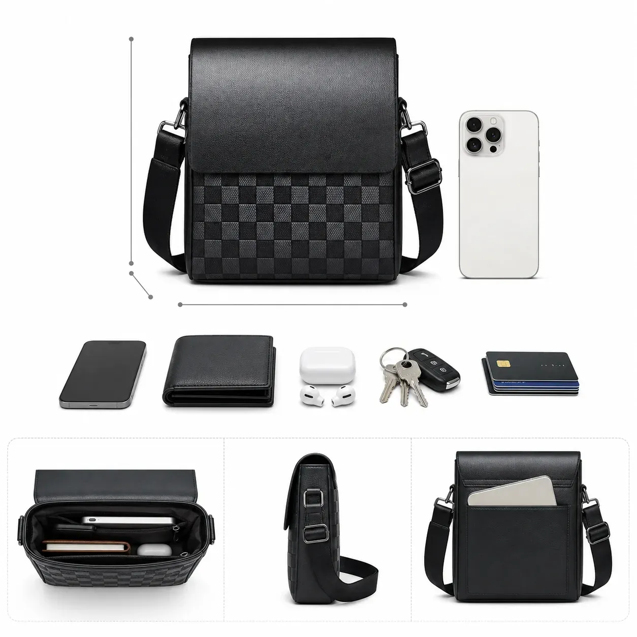 Black Business Crossbody Bag for Men