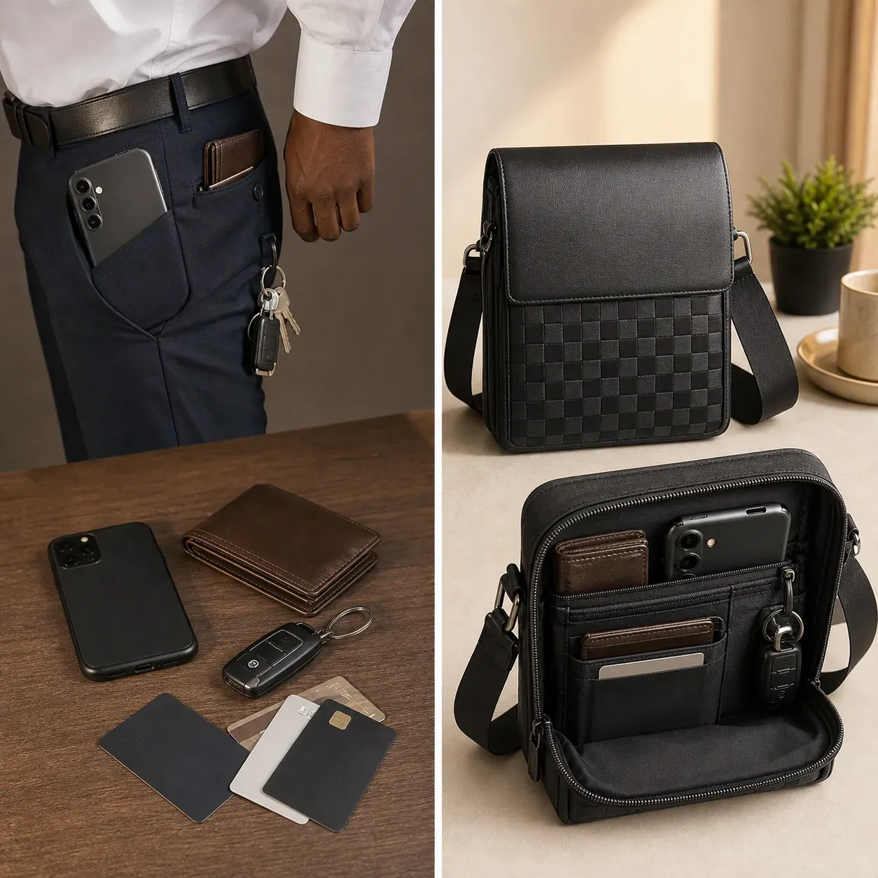Black Business Crossbody Bag for Men