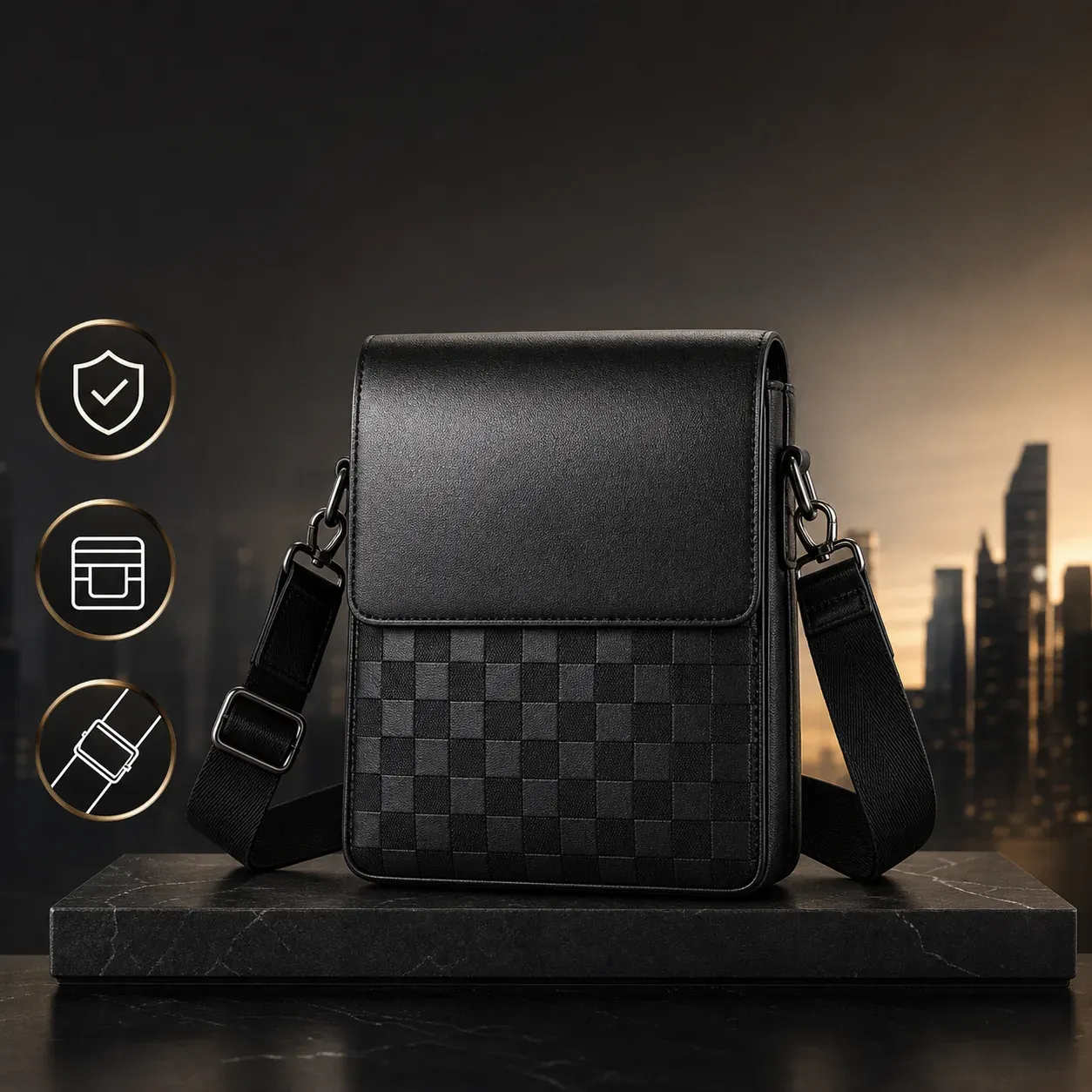 Black Business Crossbody Bag for Men