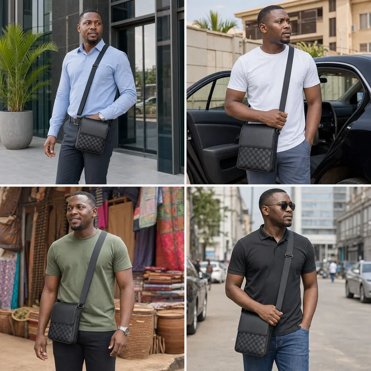Black Business Crossbody Bag for Men
