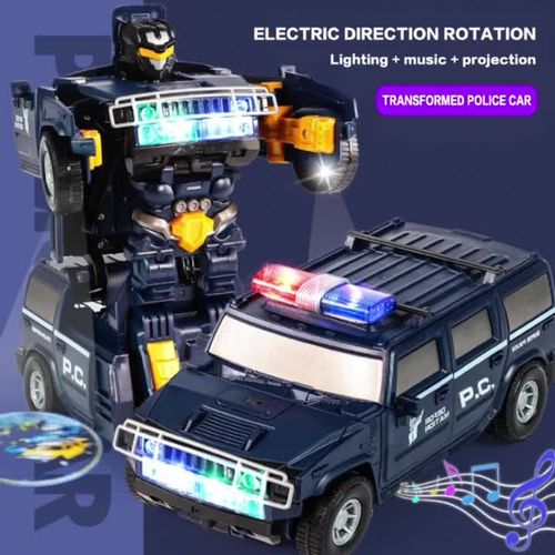 2-in-1 Transforming Police Robot Car with Lights & Music🚓