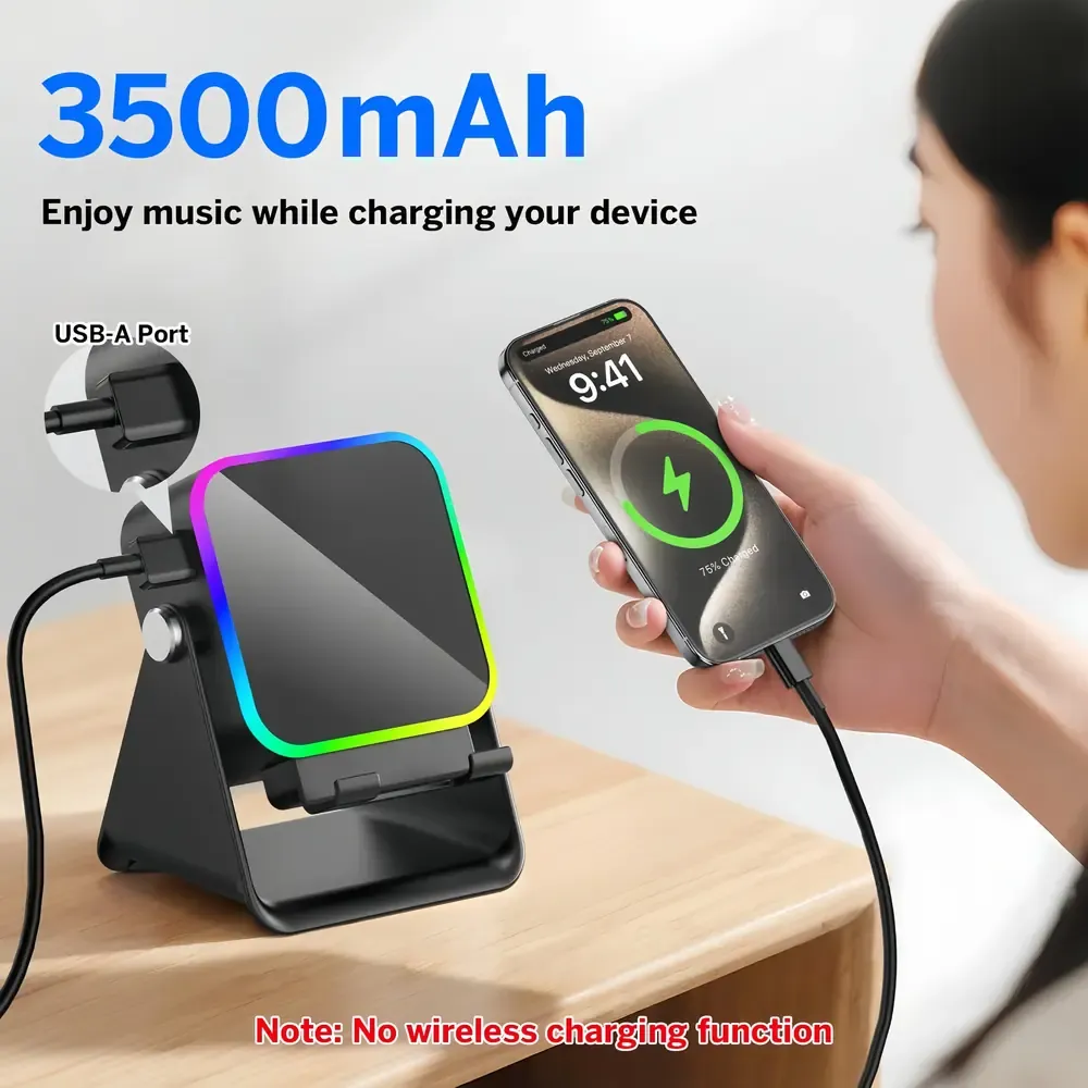 5-in-1 Wireless Induction Speaker Phone Stand with RGB Light