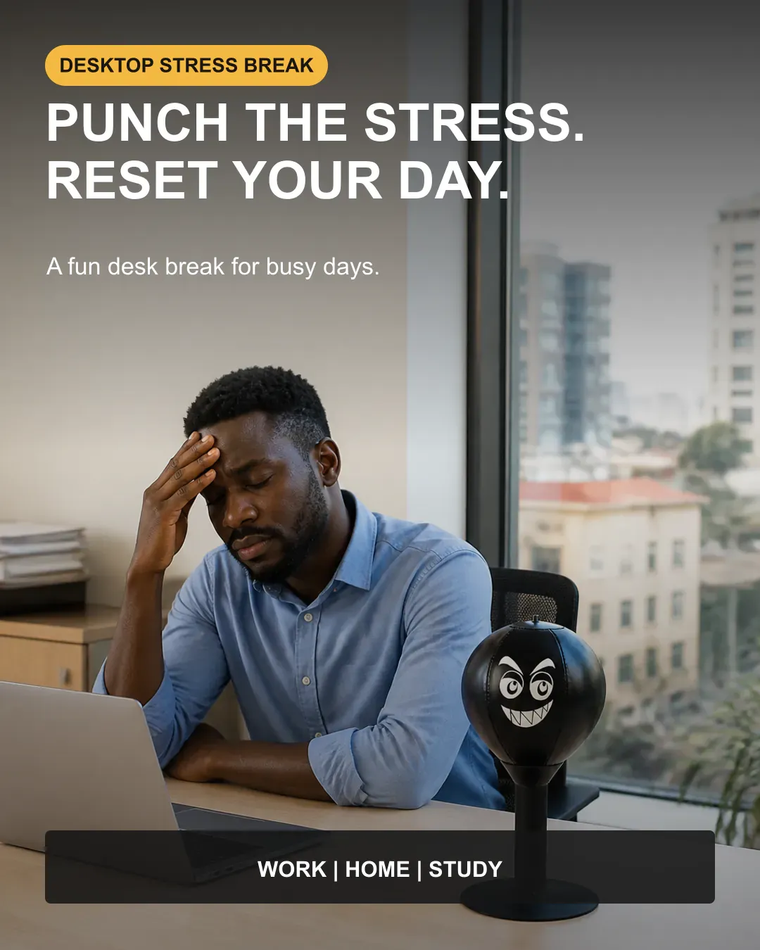Last day OFF🔥Desktop Boxing Ball with Strong Suction Cup - Stress Reliever & Reflex Speed Trainer for Office & Home Fitness - Includes Free Pump (Ghana Edition) 复制