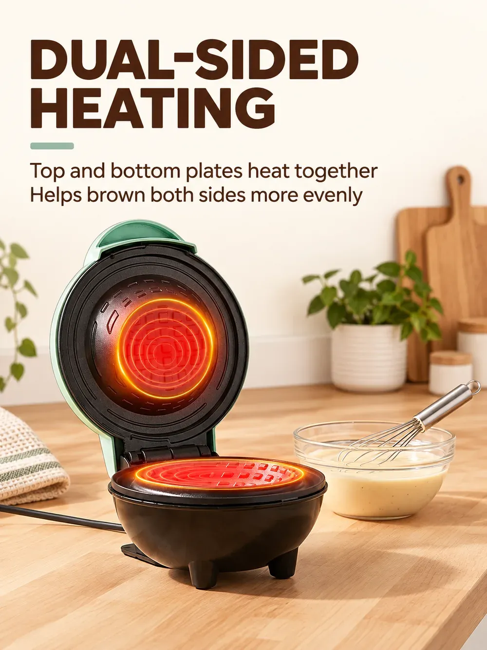 Green Mini Waffle Bowl Maker for Breakfast & Desserts in Ghana