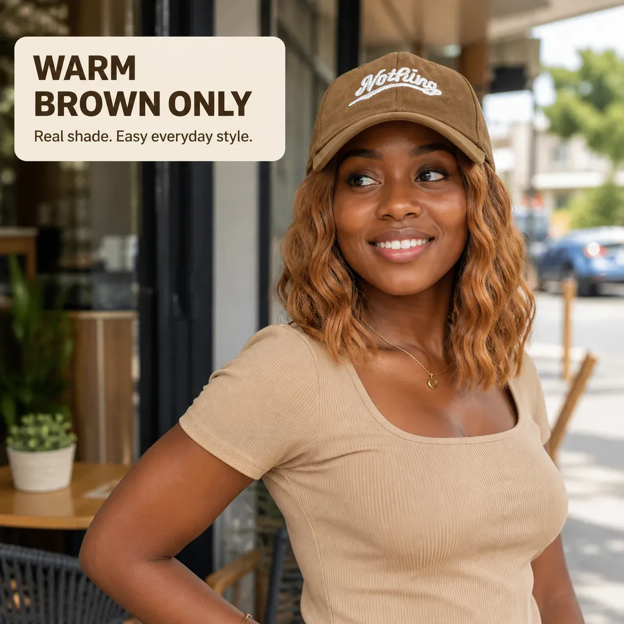 Last Day OFF🔥🚀2-in-1 Brown Baseball Cap Wig - 8 Inch Wavy Bob