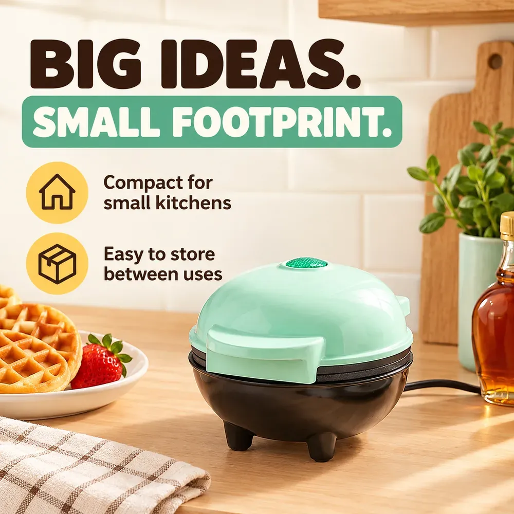 Green Mini Waffle Bowl Maker for Breakfast & Desserts in Ghana