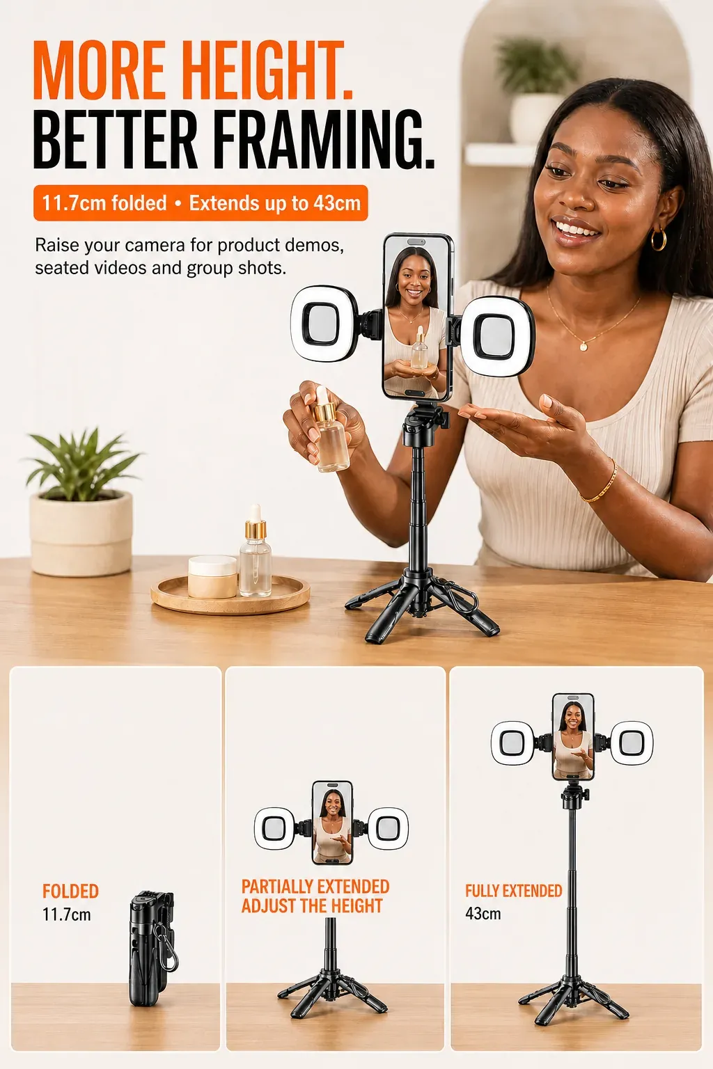 Pro Mini Bluetooth Quadripod with LED Light