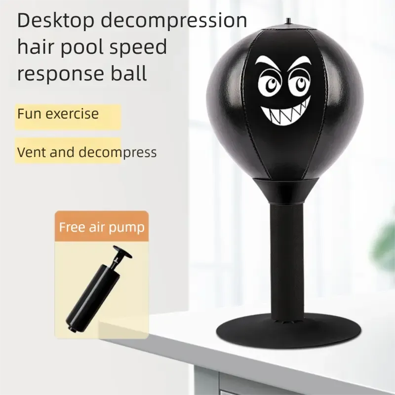 Heavy-Duty Desktop Boxing Ball with Strong Suction Cup - Stress Reliever & Reflex Speed Trainer for Office & Home Fitness - Includes Free Pump (Ghana Edition)