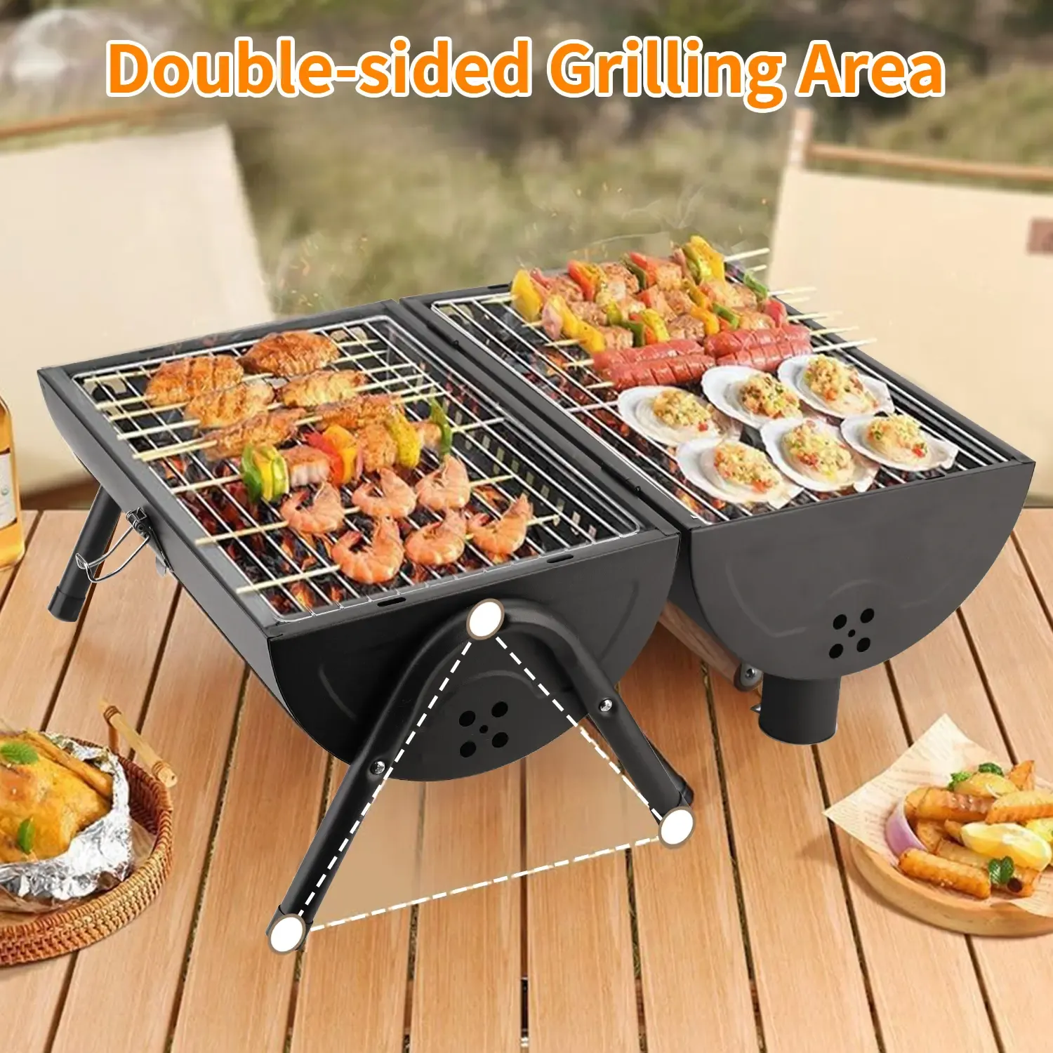 Portable Charcoal BBQ Grill in Ghana | Double-Sided Outdoor Grill