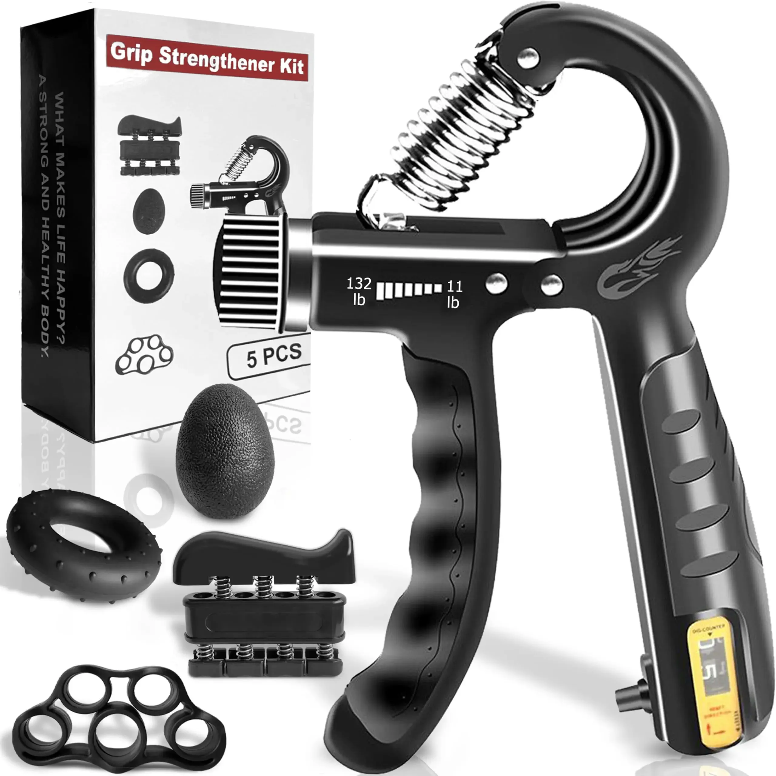5-in-1 Grip Strength Trainer Kit 💎Adjustable Hand Exerciser & Forearm Strengthener for Athletes & Recovery - Ghana Best Price