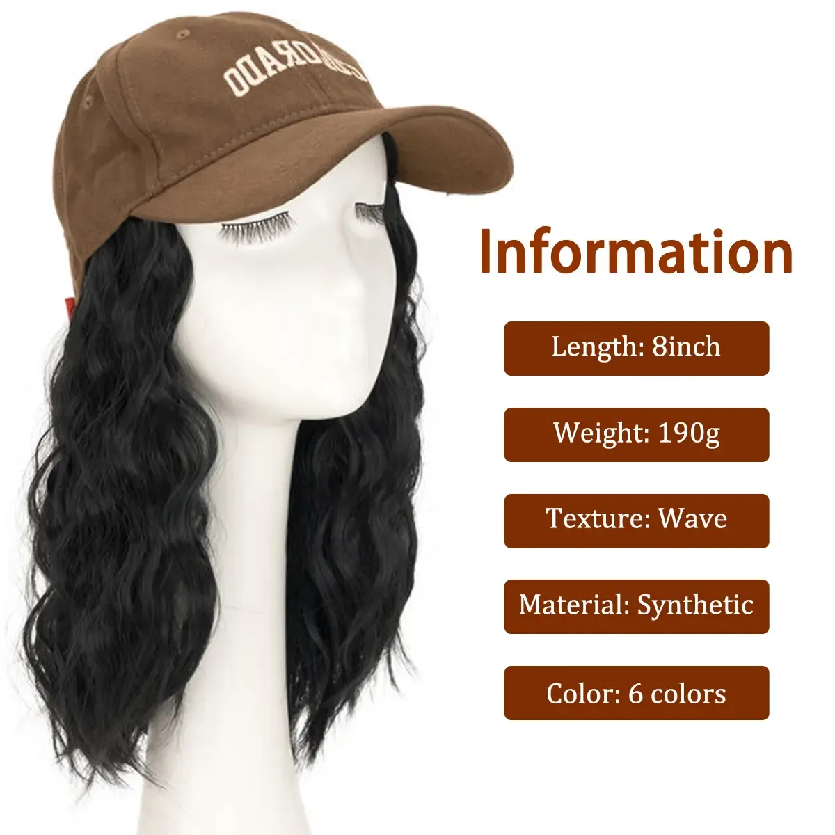 2-in-1 Baseball Cap Wig for Women - 8 Inch Short Wavy Brown Bob Synthetic Hair Extension - Adjustable & Natural Looking Hat Wig Ghana