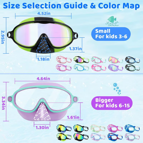 🏊‍♀️HD children's large frame waterproof and anti-fog swimming goggles