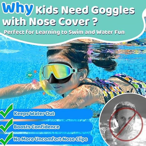 🏊‍♀️HD children's large frame waterproof and anti-fog swimming goggles