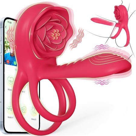 MOVGANI 4 in 1 Rose Penis Extender with G Spot Clitoris Vibrator