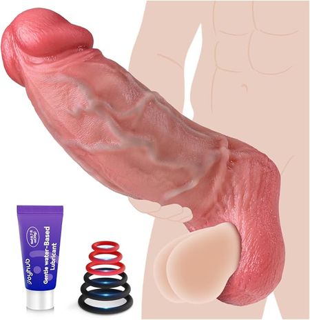 Penis Sleeve Sex Toys for Men 6.4'' Girth 40% Thicker Realistic Cock Sleeve