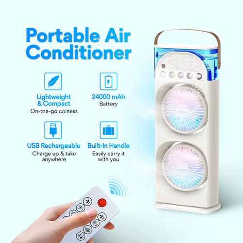 Dual Head Mist Fan,5-Hole cooling with Auto Oscillation