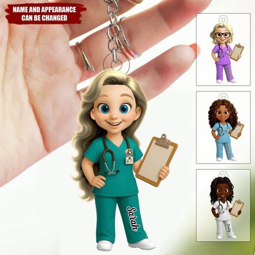 Dinge, die meine Patienten sagten, damit ich sie nie vergesse, Medizinische Symbole und Krankenschwester Cartoon-Personalisierter Schlüsselanhänger, Geschenk für Krankenschwestern