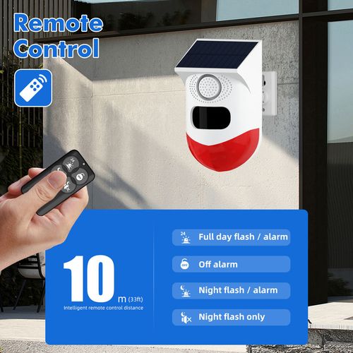 Smart Home Security SystemSolar Burglar AlarmWireless PIR DetectorSiren120dB dB Strobe LightMotion Sensor Alarms