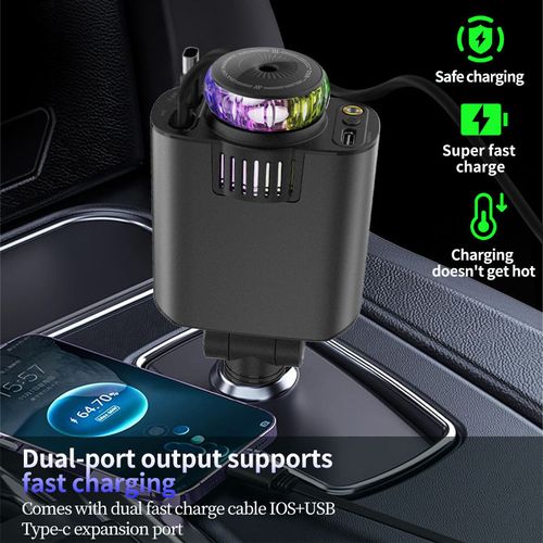 New 5-in-1 Car Charger with Retractable Cable Smart Aromatherapy Perfume Diffuser Starlight Roof Design Super-Fast Charging Car Charger