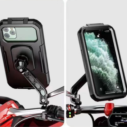 Multi-Function Waterproof Phone Mount for Motorcycle Handlebars with 360° Rotation