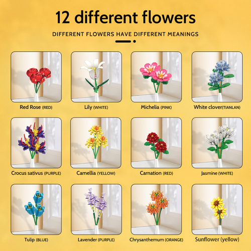 Toy Floral Plant Collection Bouquet Building Block Set Creative Floral Mini Flower Brick Toys for Children