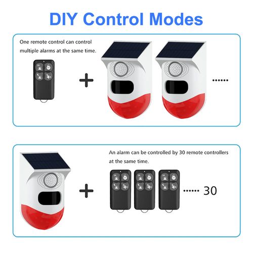 Smart Home Security SystemSolar Burglar AlarmWireless PIR DetectorSiren120dB dB Strobe LightMotion Sensor Alarms