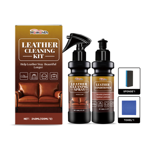 Homonth Leather Cleaning Care Kit Leather Cleaning Spray Nourishing Conditioner Shine Renovation Stain Protection