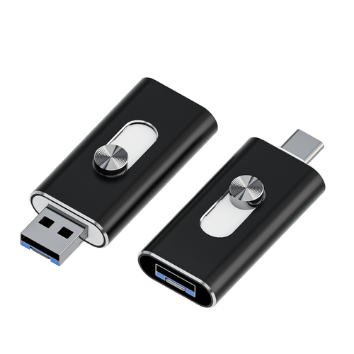 Slide-out metal USB drive compatible with Android devices featuring Type-C port, offering 128GB of storage capacity.