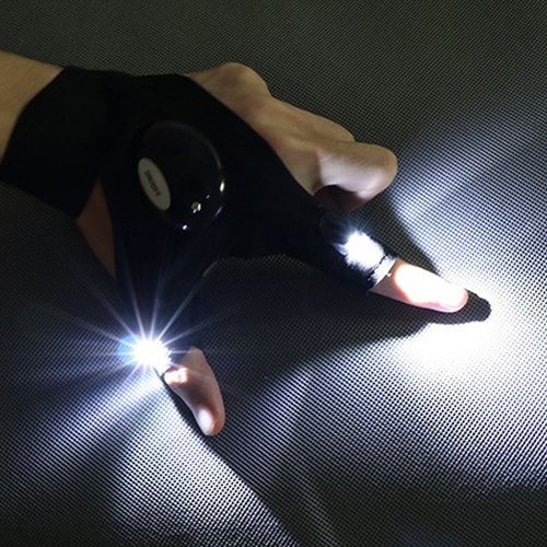 LED men's and women's half-finger gloves outdoor waterproof night fishing bait riding running flashlight durable fingerless gloves