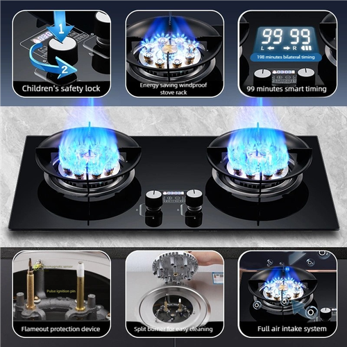 Modern Kitchen Countertop LPG Dual-Burner Gas Stove