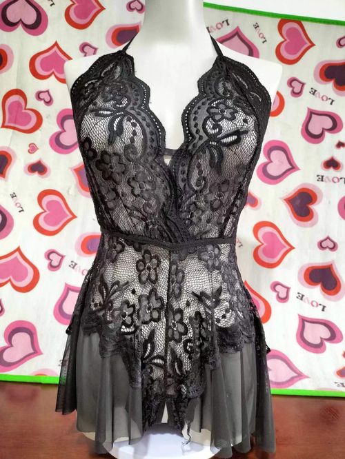 Sexy crotchless lace mesh sheer openwork women's bodysuit lingerie
