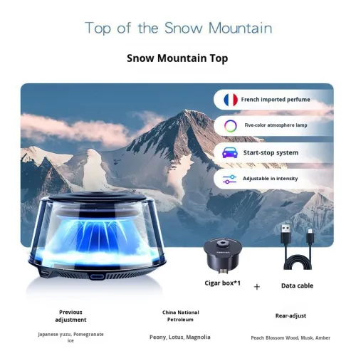 Multi-color interchangeable car air freshener dispenser with smart mist visualization, automatic spraying, and a luxurious feel.