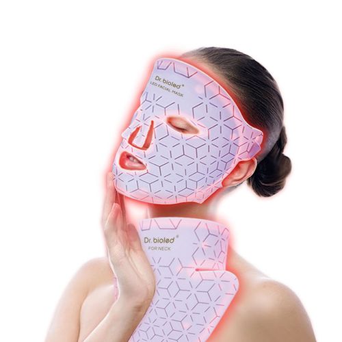 High-quality medical-grade red light mask, 4-color near-infrared light therapy, white silicone LED strap, neck mask.