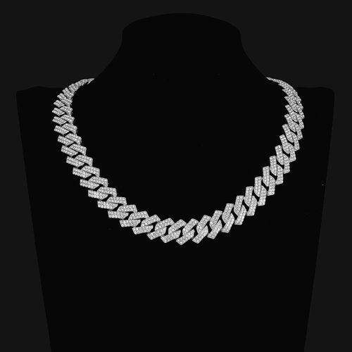 Men's Hip Hop 15mm Diamond Encrusted Diamond Flip Clasp Necklace Cuban Chain Style Men's Fashion Chain