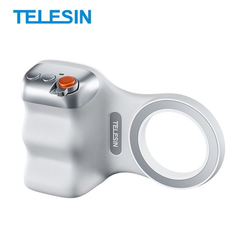 TELESIN Cell Phone Camera Grip Handle with Wireless Shutter Remote Fill Light for iPhone Android Magnetic Cell Phone Camera Grip