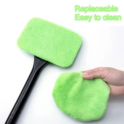 1 Car Windshield Cleaning Brush with 3 Reusable Pads - Universal Automotive Glass Cleaning Tool for Interior, Exterior, Home Glass, and Dirty Car Cleaning