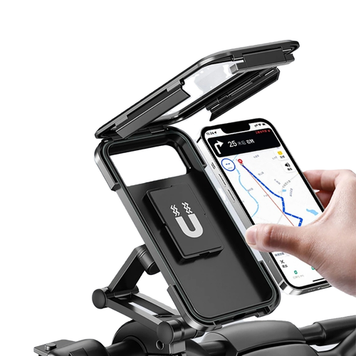 Multi-Function Waterproof Phone Mount for Motorcycle Handlebars with 360° Rotation