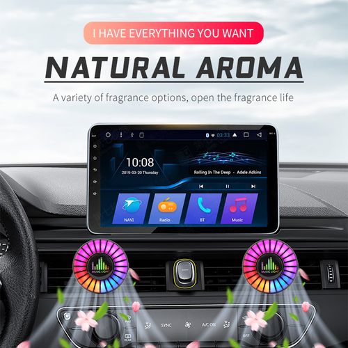 Car Aromatherapy Fragrance Diffuser with Desktop Music Ambient Light, Color-Changing RGB Rhythm Lamp, Perfume Light, Scent Diffuser
