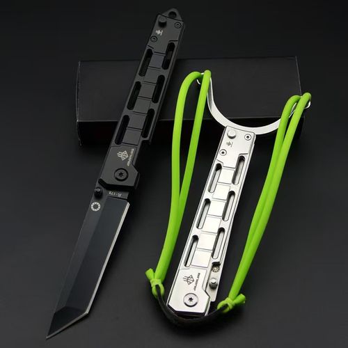 New design aluminum alloy handle multifunctional folding pocket knife camping EDC tactical hunting knife with slingshot