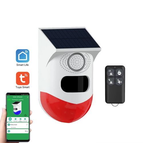 Smart Home Security SystemSolar Burglar AlarmWireless PIR DetectorSiren120dB dB Strobe LightMotion Sensor Alarms