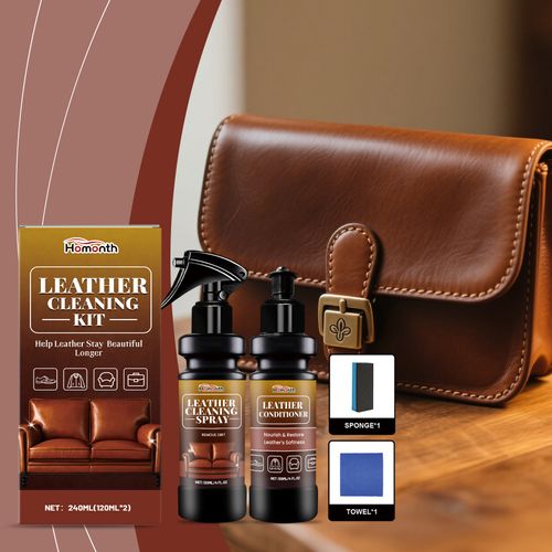 Homonth Leather Cleaning Care Kit Leather Cleaning Spray Nourishing Conditioner Shine Renovation Stain Protection