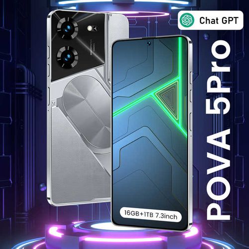 High Quality Povo5pro 5G 7.3 Inch Original Mobile Phone 16GB+1TB Large Memory Smart Phone Beauty Camera Gaming Cellphone