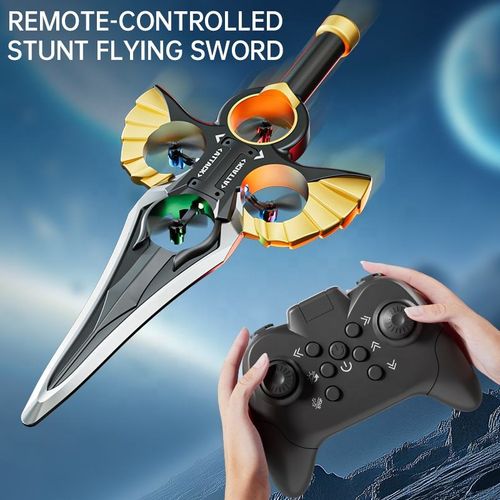 KK 2025 Dual Control RC Toys Glowing Laser Sword and 360 Degree Rolling Drone Foam RC Boys Airplane