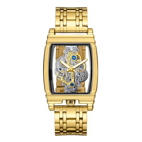 Stylish Barrel-Shaped Motorcycle Gear-Inspired Skeleton Tourbillon Watch with Genuine Leather Strap for Men Water-Resistant with Luminous Features