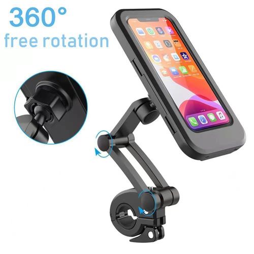 Multi-Function Waterproof Phone Mount for Motorcycle Handlebars with 360° Rotation