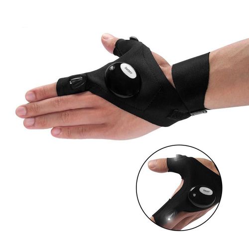 LED men's and women's half-finger gloves outdoor waterproof night fishing bait riding running flashlight durable fingerless gloves