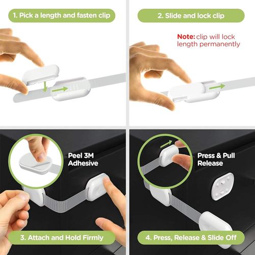 Baby Safety Lock Child Protection Lock Adjustable Belt Length Child Proofing Lock Refrigerator Cabinet Drawer